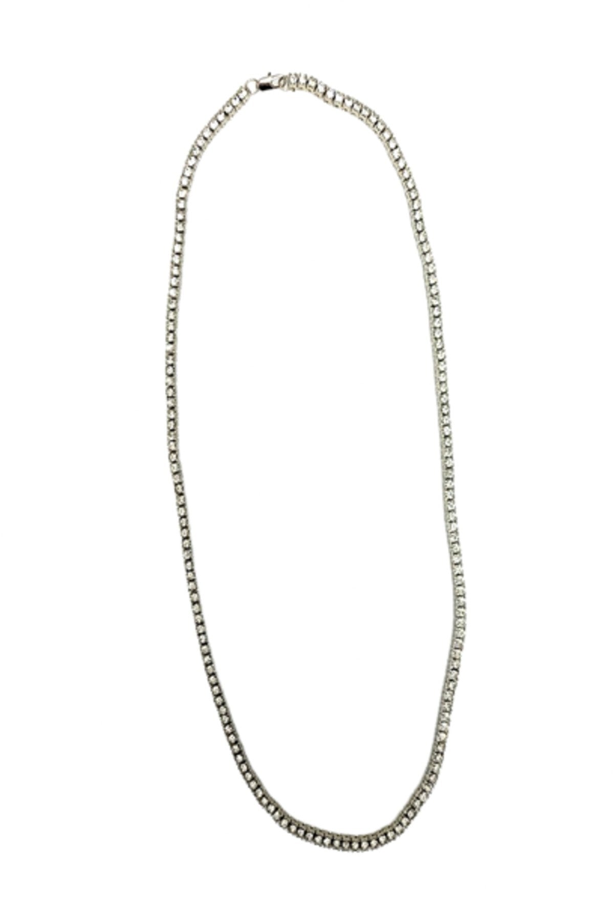 4MM Tennis Hip Hop Chain featuring round stone accents, gold and silver clasps, showcasing a stylish design.