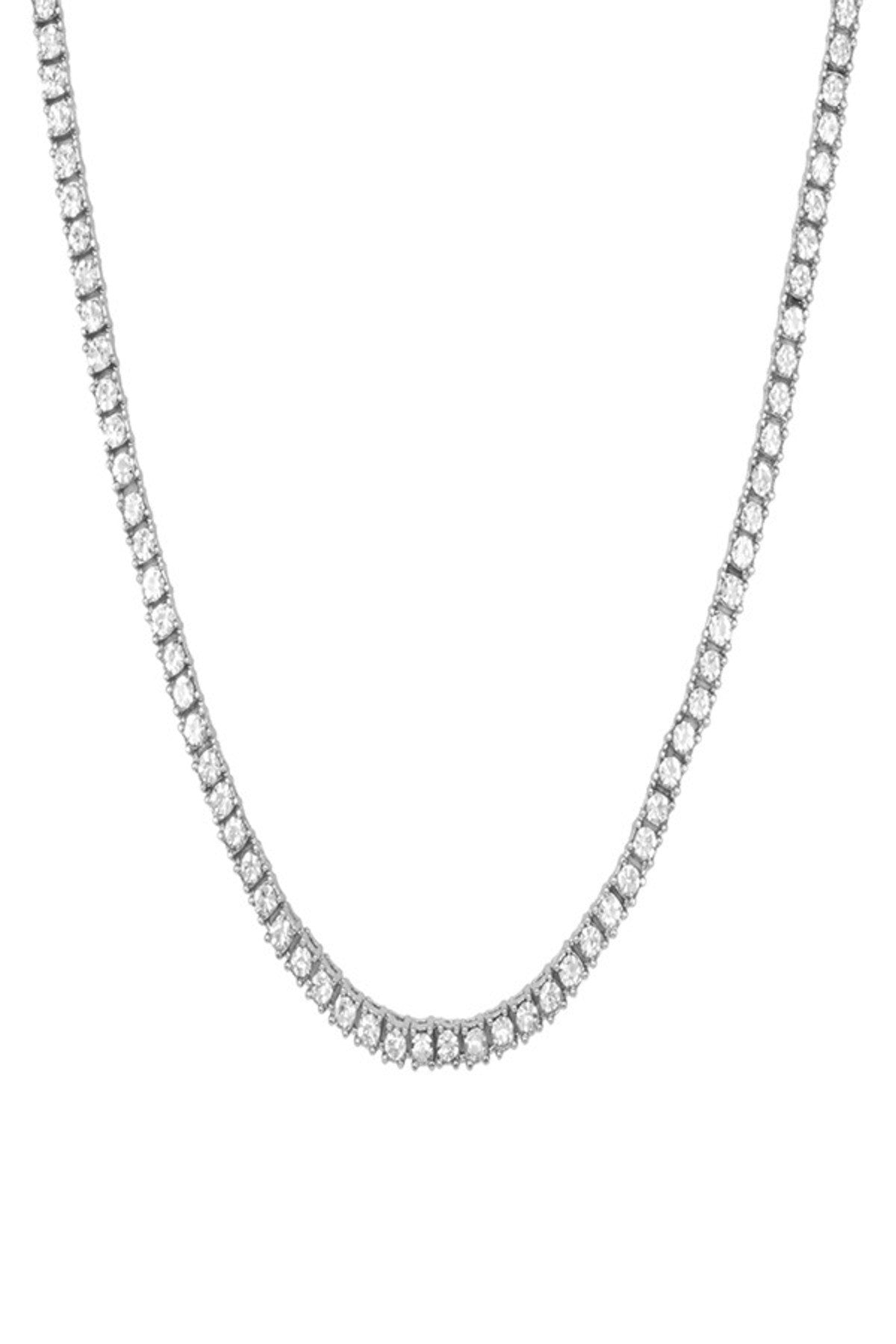 4MM Tennis Hip Hop Chain featuring round stone accents, gold and silver clasps, showcasing a stylish design.