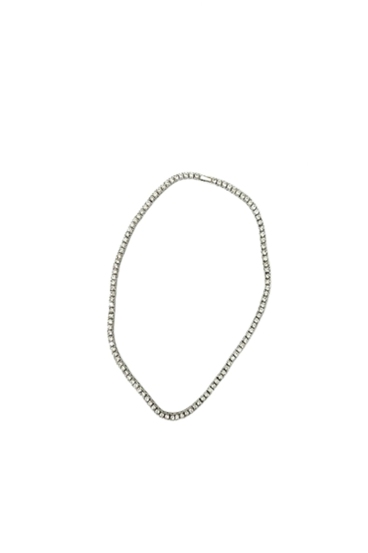 4MM Tennis Hip Hop Chain featuring a round stone, showcasing its elegant design and secure fold-over clasp.