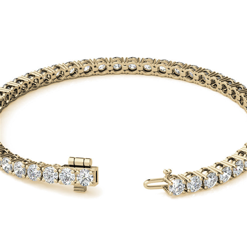 6.5 CTW Lab Grown Diamond Tennis Bracelet in 14kt White and Yellow Gold, featuring round brilliant diamonds set elegantly.