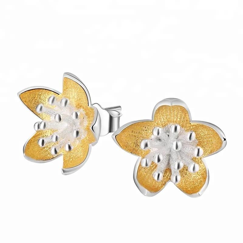 Elegant Adonis Stud Earrings featuring a flower design, crafted from 18K gold-plated sterling silver.