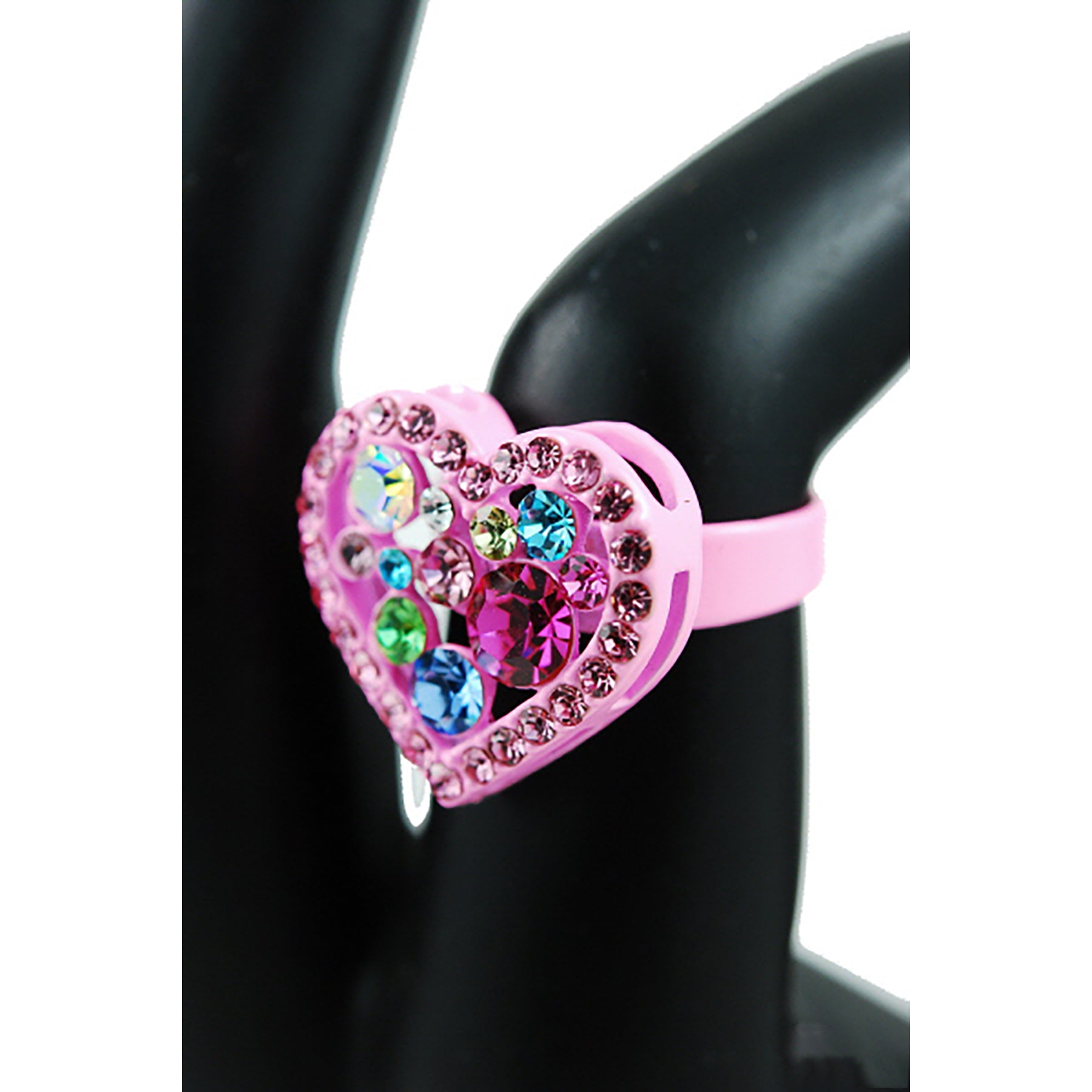 Pink heart-shaped jeweled ring