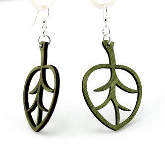 Aspen Leaf Earrings in Kelly Green, made from sustainably sourced wood with silver-finished stainless steel ear wires.