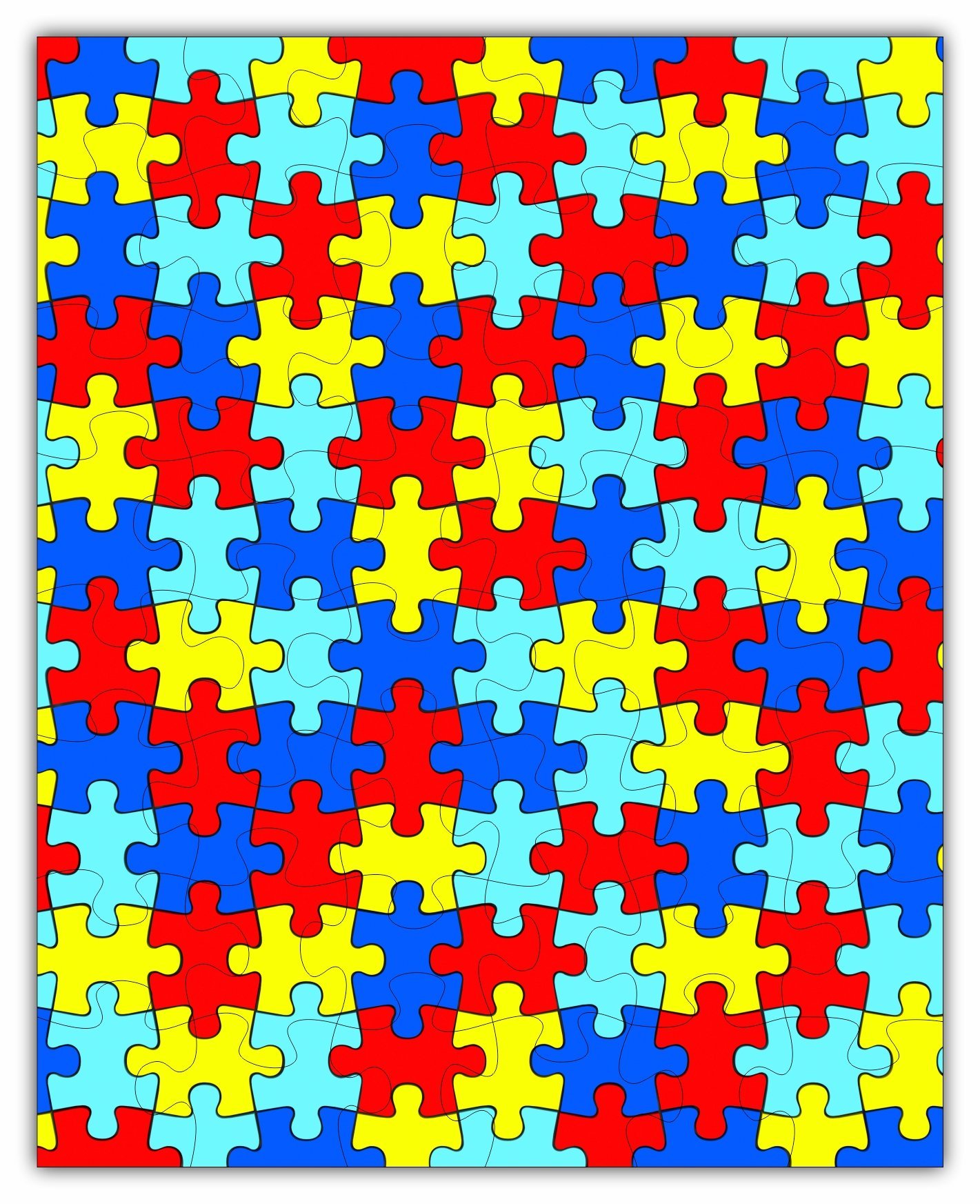 A colorful Autism Puzzle featuring 48 precision-cut pieces, made from eco-friendly materials, displayed in a cardboard box.