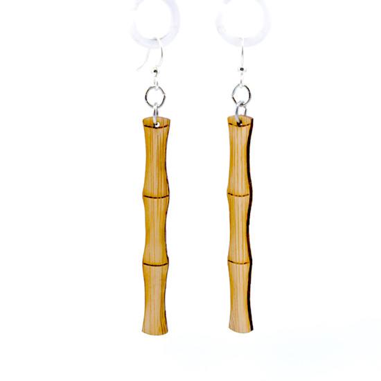 Elegant Bamboo Shoot Earrings #999 made from sustainable bamboo, showcasing a minimalistic design and natural texture.