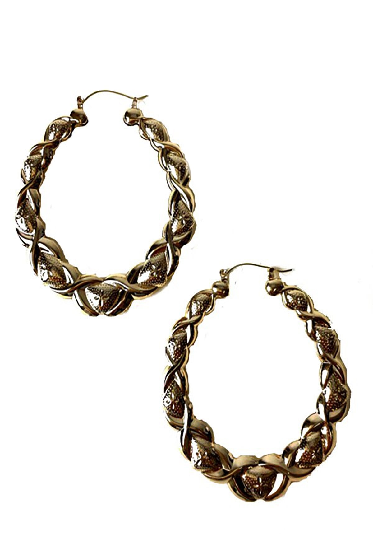 Bamboo Textured Earrings featuring a lightweight design and elegant drop style, showcasing their unique bamboo texture.