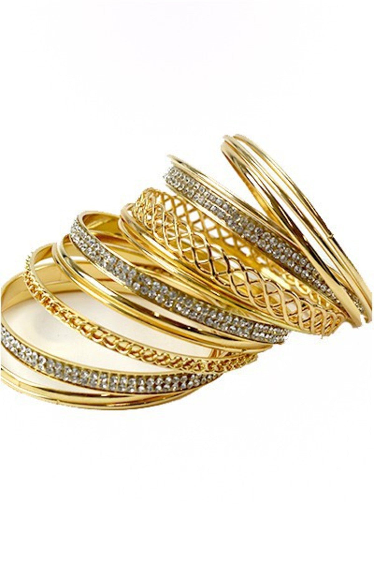 A stylish crystal accent bangle bracelet set with a 2.75-inch diameter, showcasing elegant design and quality craftsmanship.