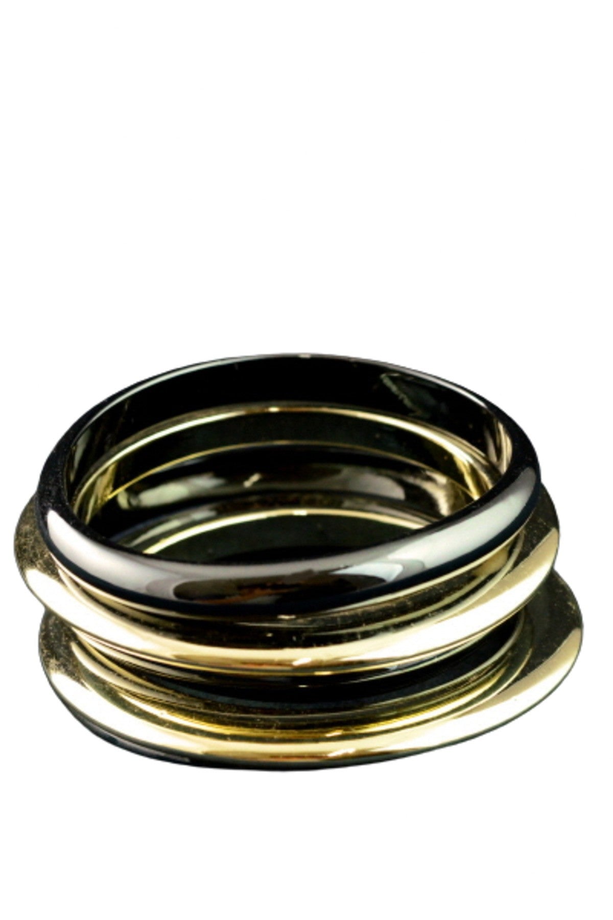 A stylish bangle set featuring five glossy bangles, perfect for accessorizing any outfit.