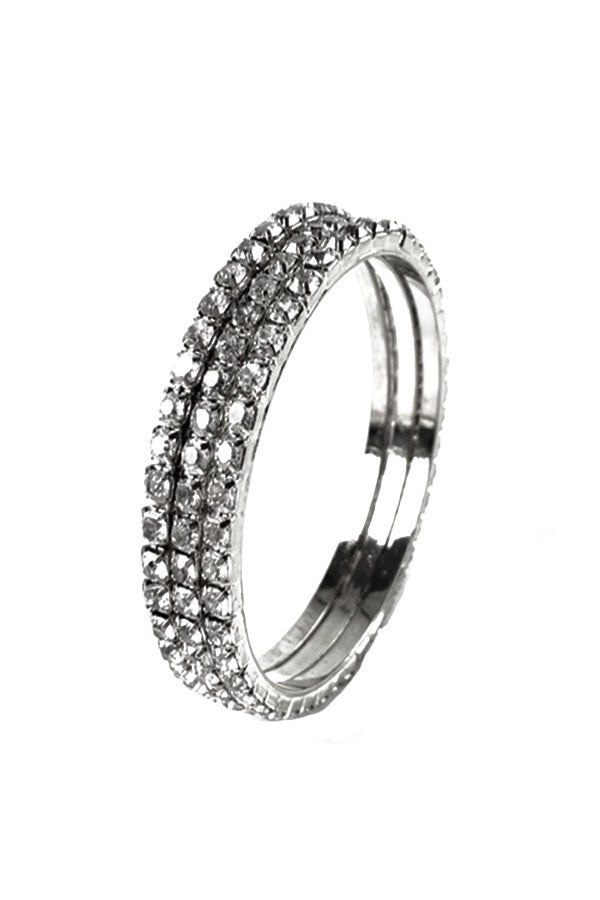 A beautiful set of three rhinestone bangles, showcasing sparkling embellishments and a comfortable fit.