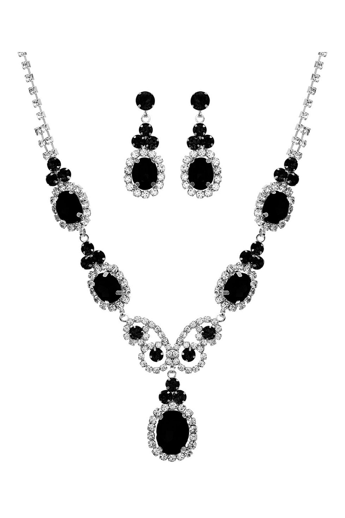 A beautiful BIG STONE 5 ROUND NECKLACE SET featuring five large stones, adjustable length, and a lobster claw clasp.