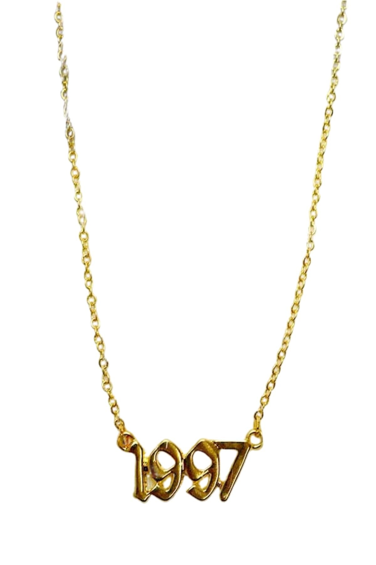 Elegant Birth Year Necklace with triple plating and lobster claw clasp, featuring a personalized birth year design.