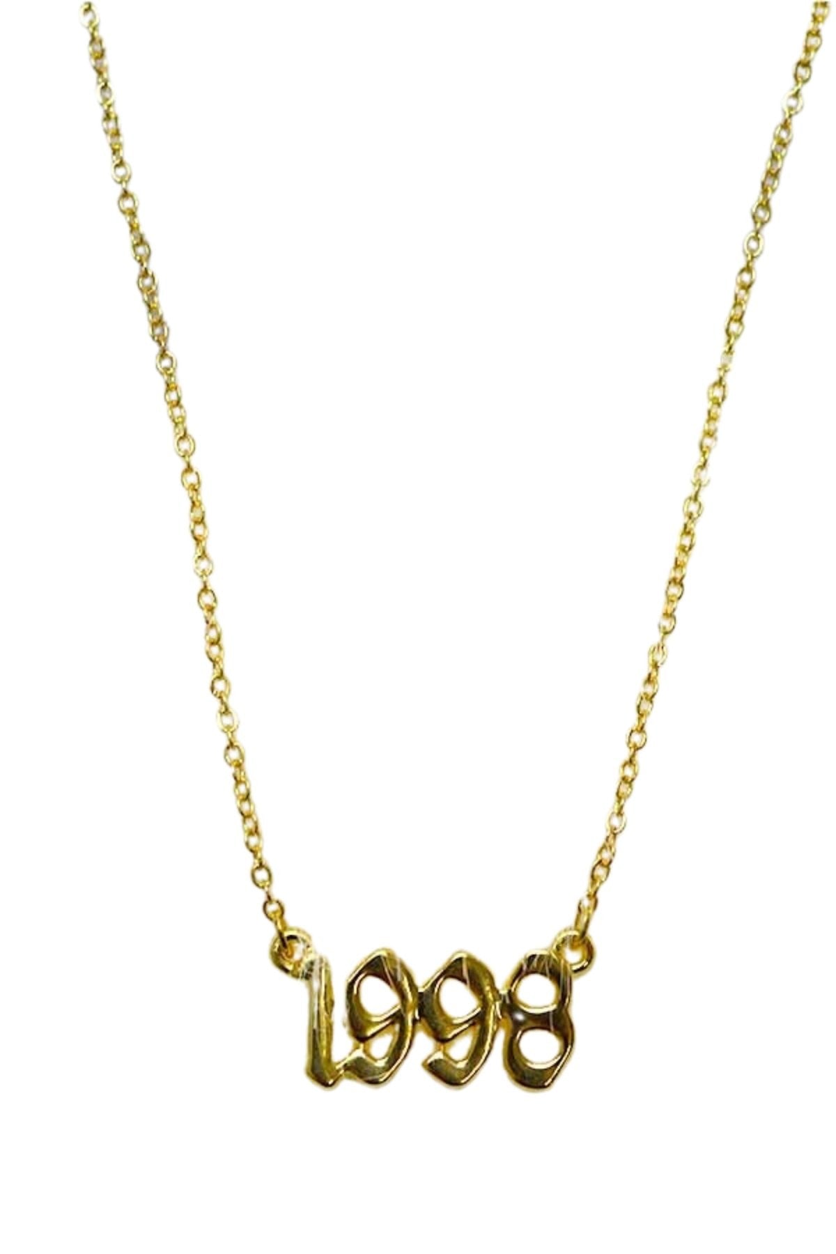 Elegant Birth Year Necklace with triple plating and lobster claw clasp, featuring a personalized birth year design.