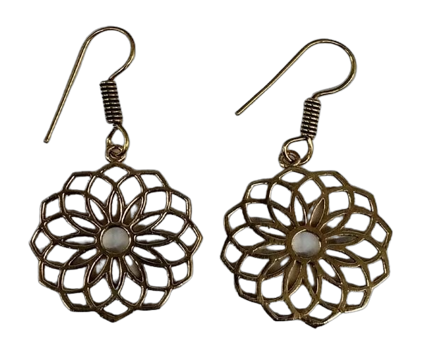 Bohotusk Flower Petal Earrings in Brass and Oxidised Silver with intricate petal detailing, showcasing their elegant design.