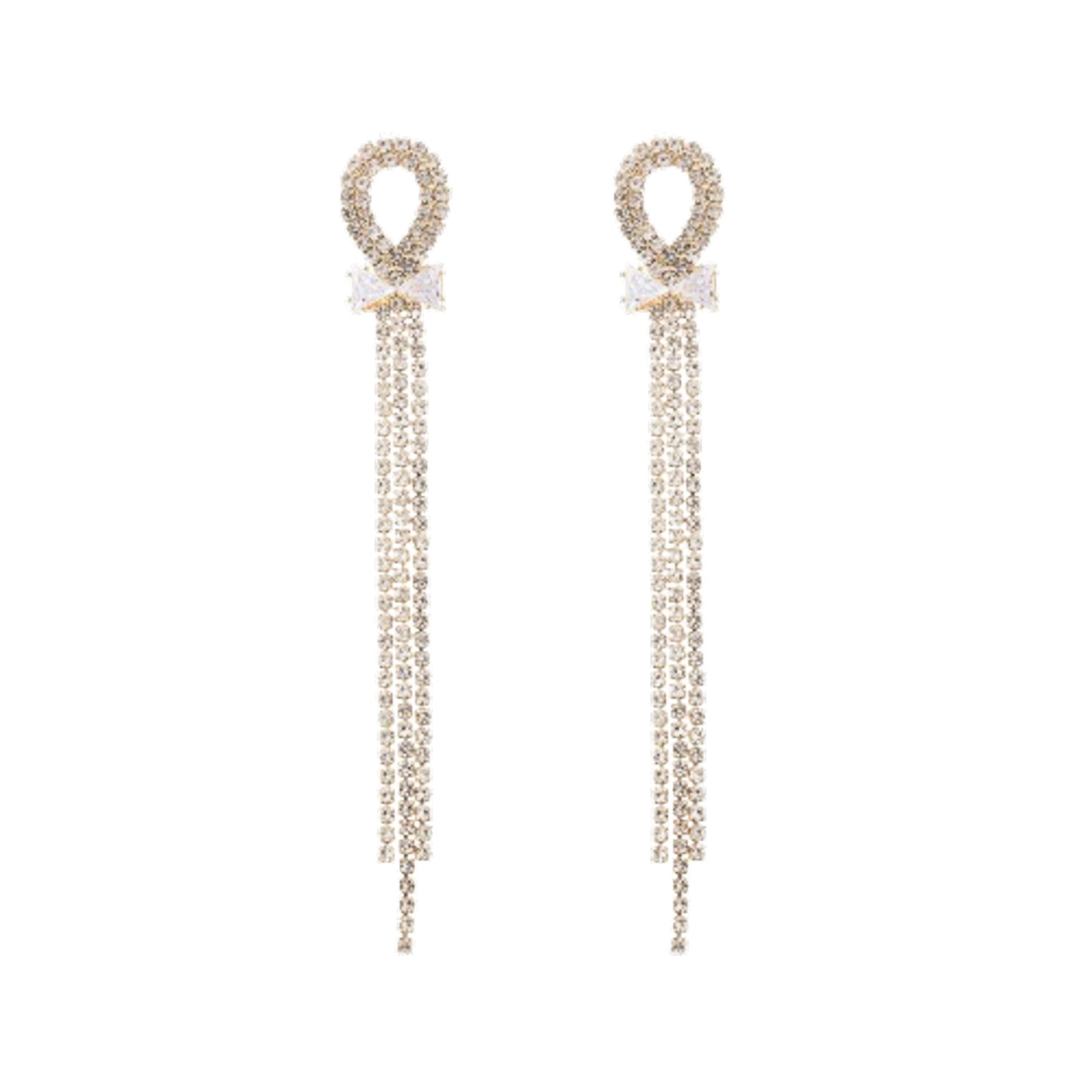 Elegant Bow Tie Tassel Post Back Earrings featuring a stylish bow design and flowing tassels, perfect for any occasion.