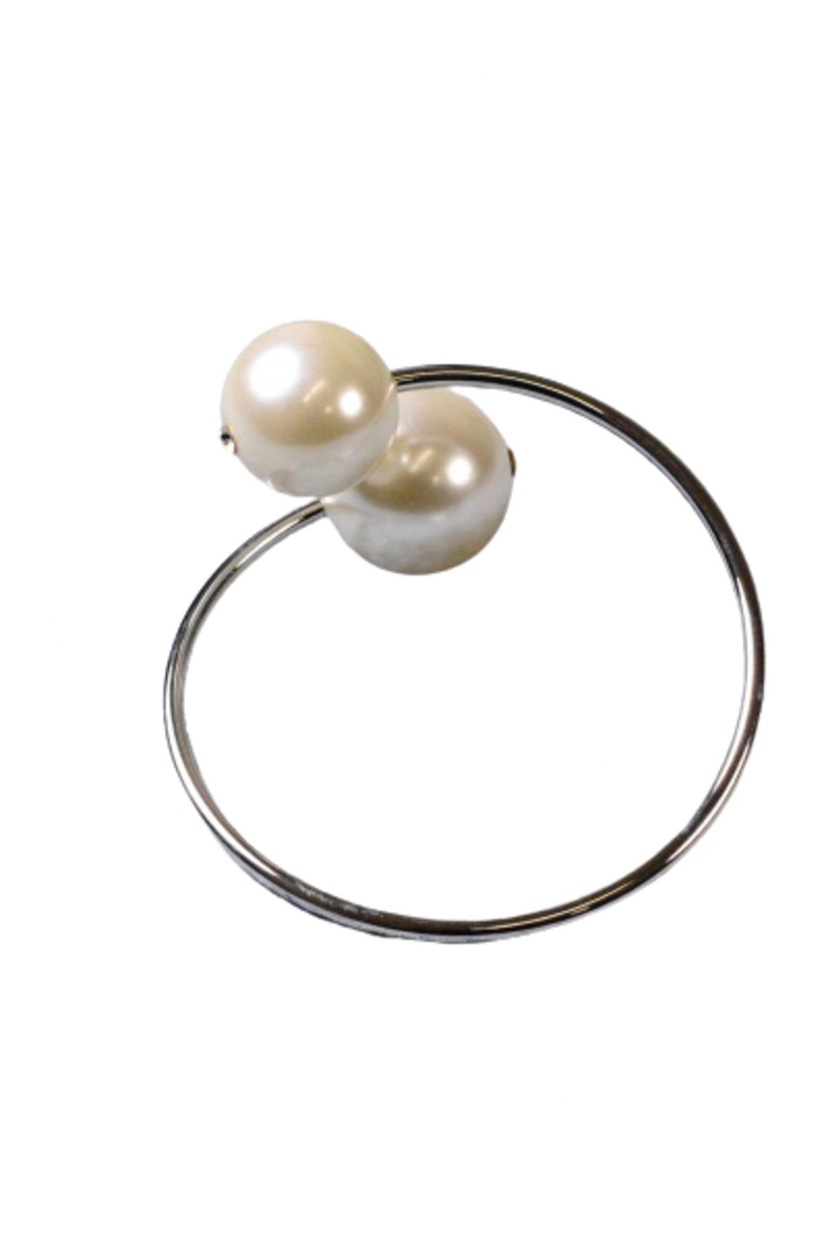 Fashion jewelry bracelet featuring a two pearl design in two colors, elegantly crafted in Korea.