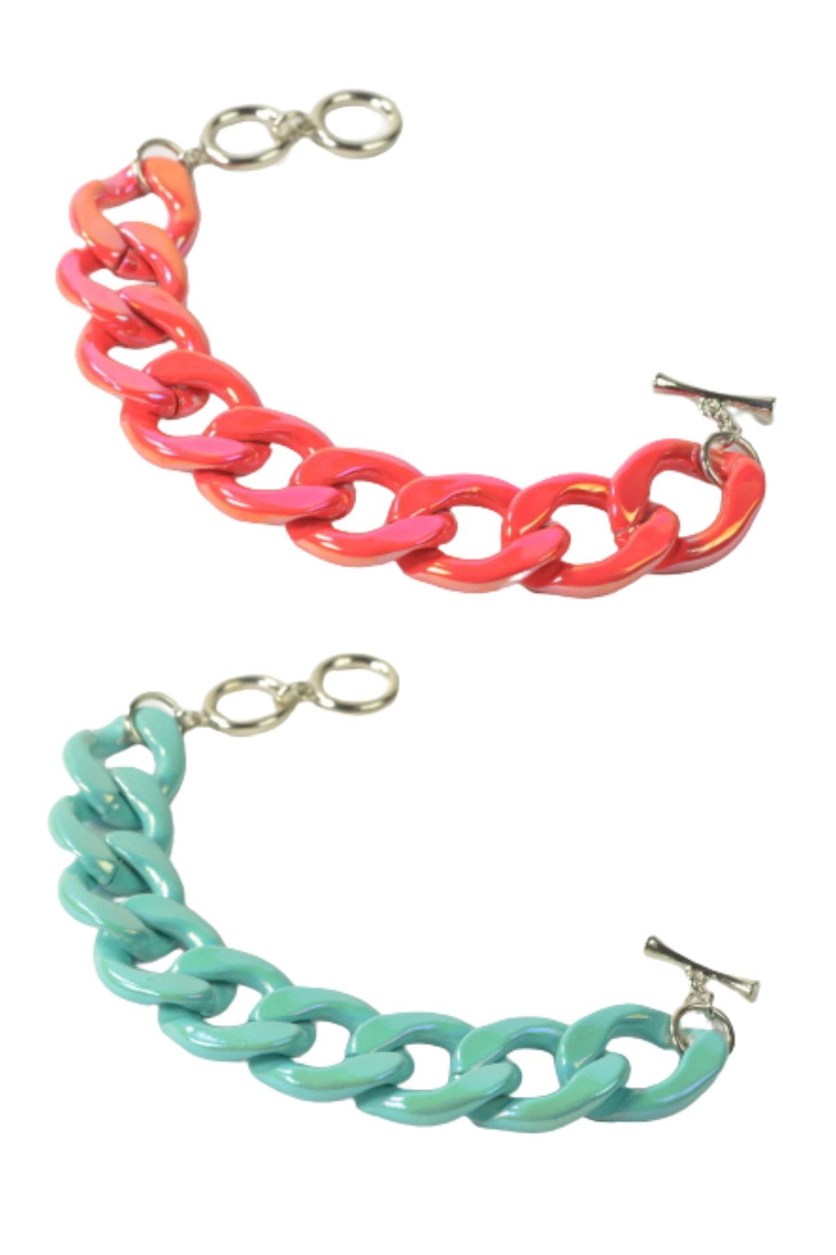 AB Color Chain Bracelet featuring double plating and lobster claw clasp, designed for comfort and style.