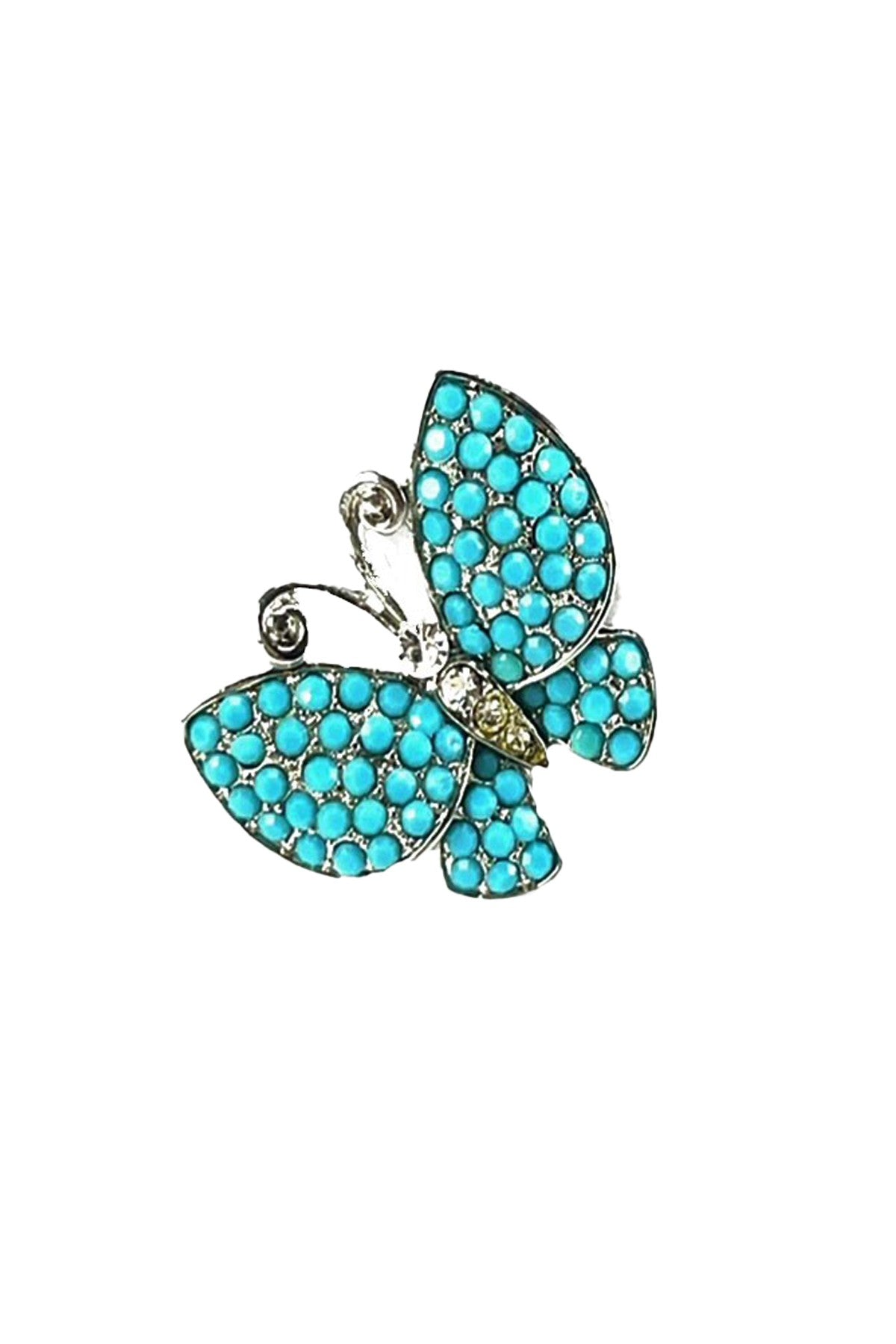 A pair of elegant butterfly bead earrings with intricate designs, featuring a secure post back and a diameter of approximately 1 inch.