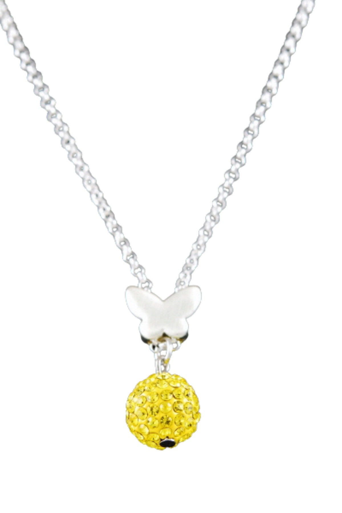 A beautiful Butterfly & Beaded Ball Necklace featuring a butterfly pendant and beaded balls, elegantly designed with a double plated finish.