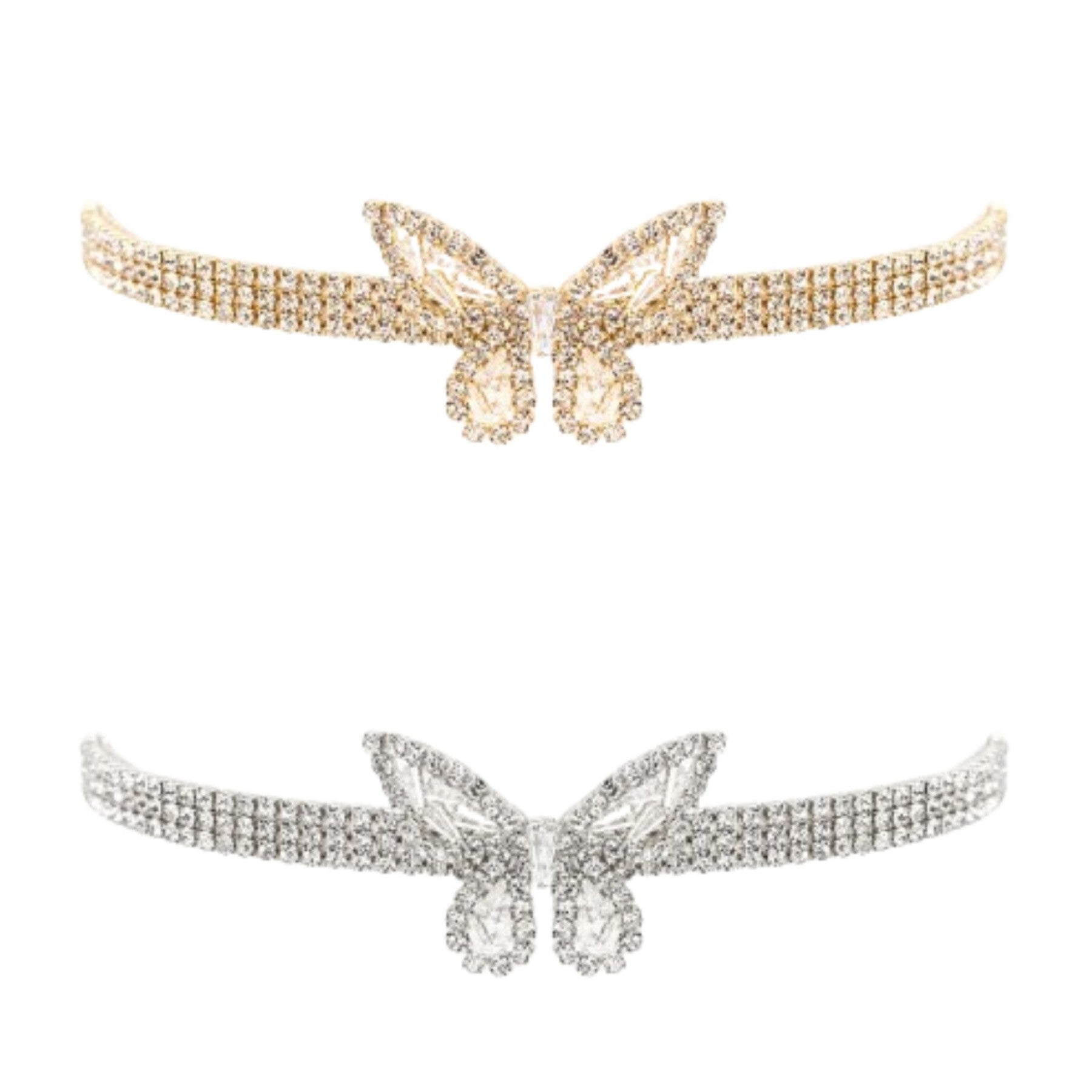 A stylish Butterfly Charm Choker featuring a delicate butterfly charm, adjustable length, and a secure lobster claw clasp, perfect for any outfit.