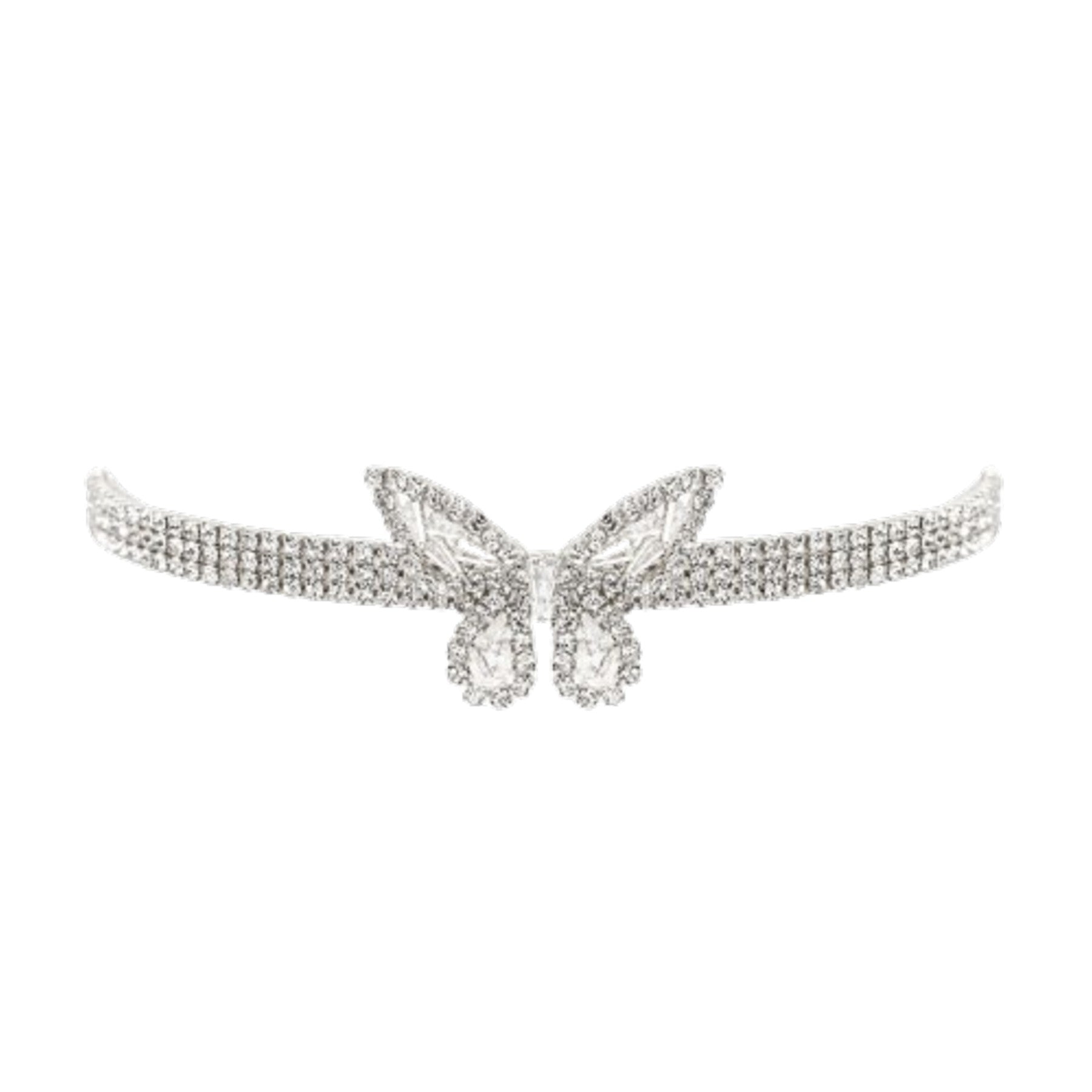 A stylish Butterfly Charm Choker featuring a delicate butterfly charm, adjustable length, and a secure lobster claw clasp, perfect for any outfit.