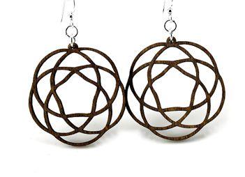 Celtic Knot Earrings #1268 made from sustainably sourced wood, featuring intricate laser-cut designs and hypoallergenic stainless steel ear wires.