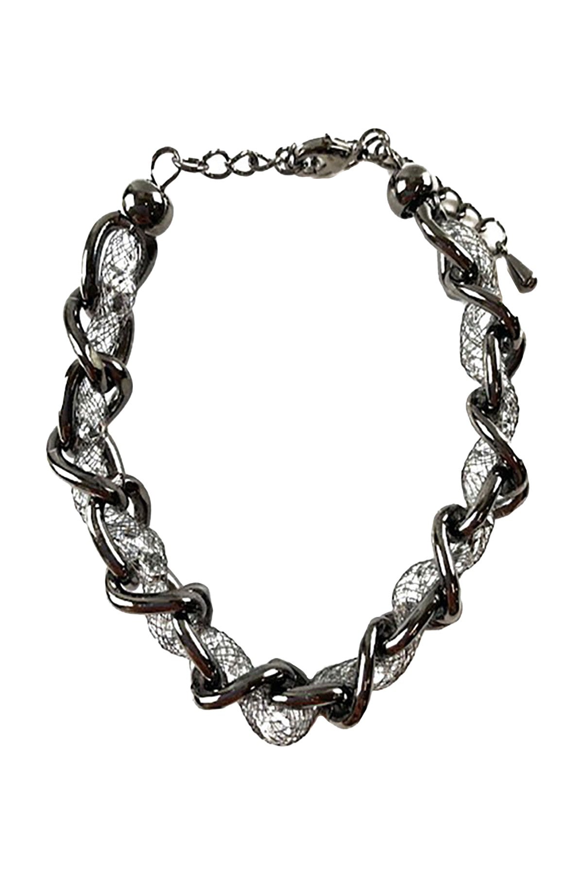 Elegant wire crossover chain bracelet with double plating and lobster claw clasp.