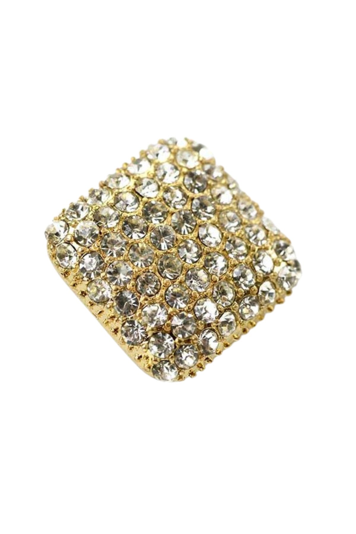 Elegant square design clip-on earrings with rhinestones, showcasing a modern and stylish look.