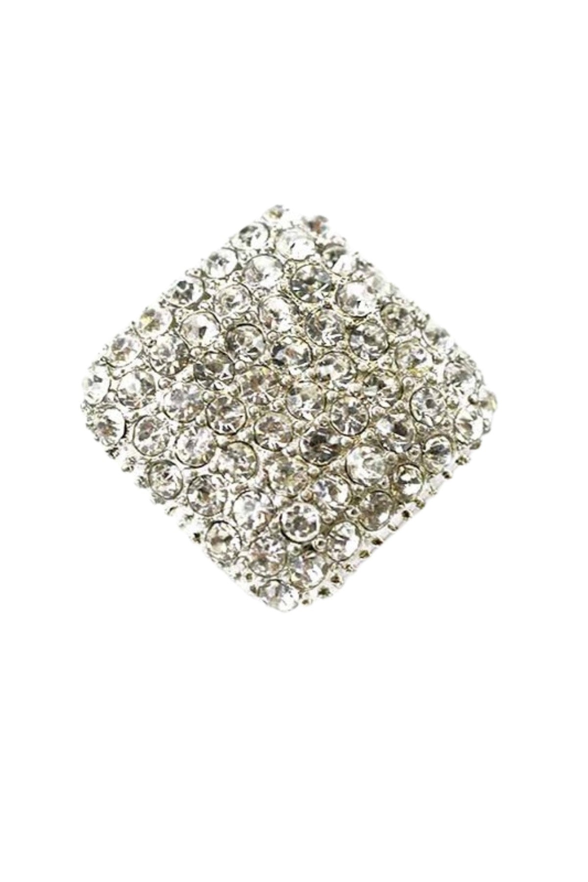 Elegant square design clip-on earrings with rhinestones, showcasing a modern and stylish look.