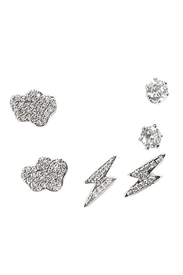 CLOUD 3PCS EARRING SET featuring cubic zirconia in elegant designs, perfect for any occasion.