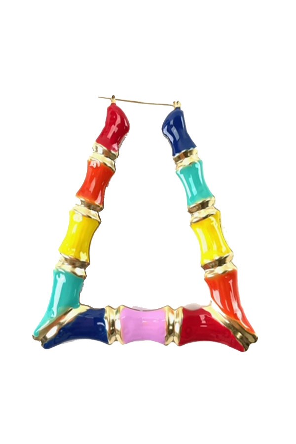 Color Bamboo Earrings featuring a vibrant design, 3.5 inches in size with a secure latch back closure.