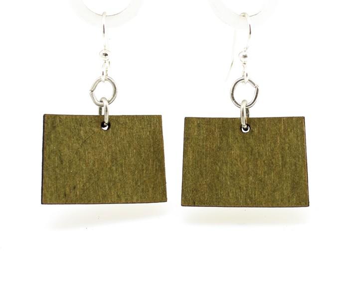 Colorado State Earrings - S006 made from lightweight laser-cut wood in vibrant green color with hypoallergenic stainless steel ear wires.