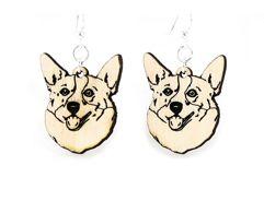 Charming Corgi Earrings made from sustainably sourced wood, featuring hypoallergenic stainless steel ear wires.