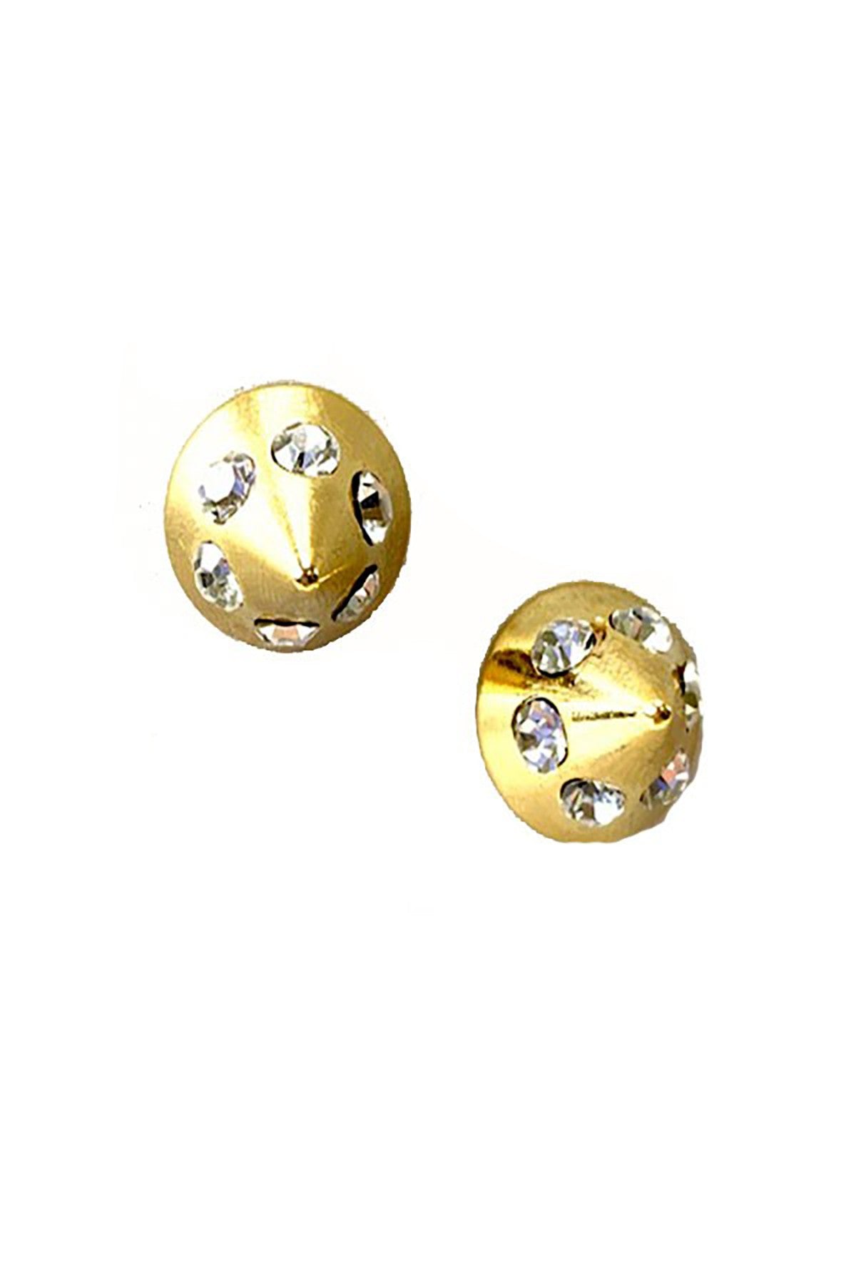 Corn shape stud earrings adorned with sparkling rhinestones, double plated for durability, featuring a secure post back.