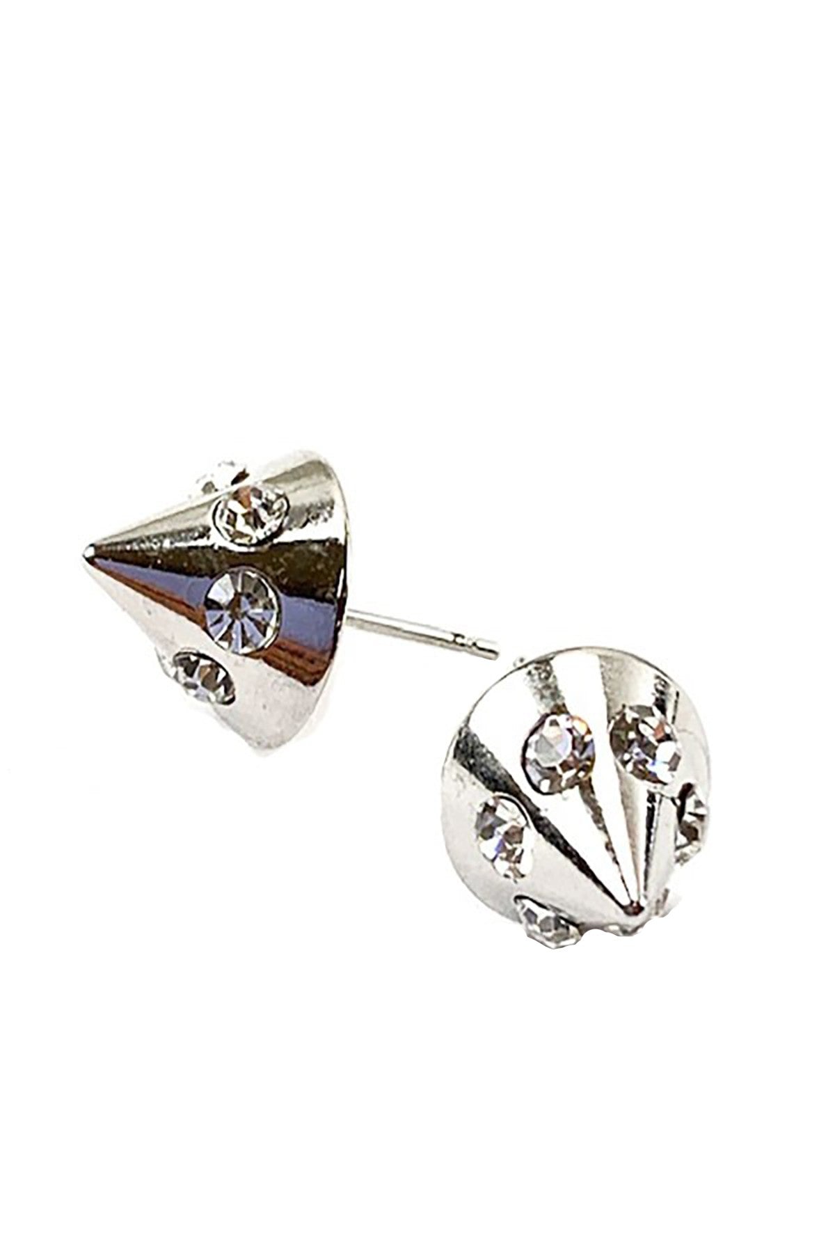 Corn shape stud earrings adorned with sparkling rhinestones, double plated for durability, featuring a secure post back.