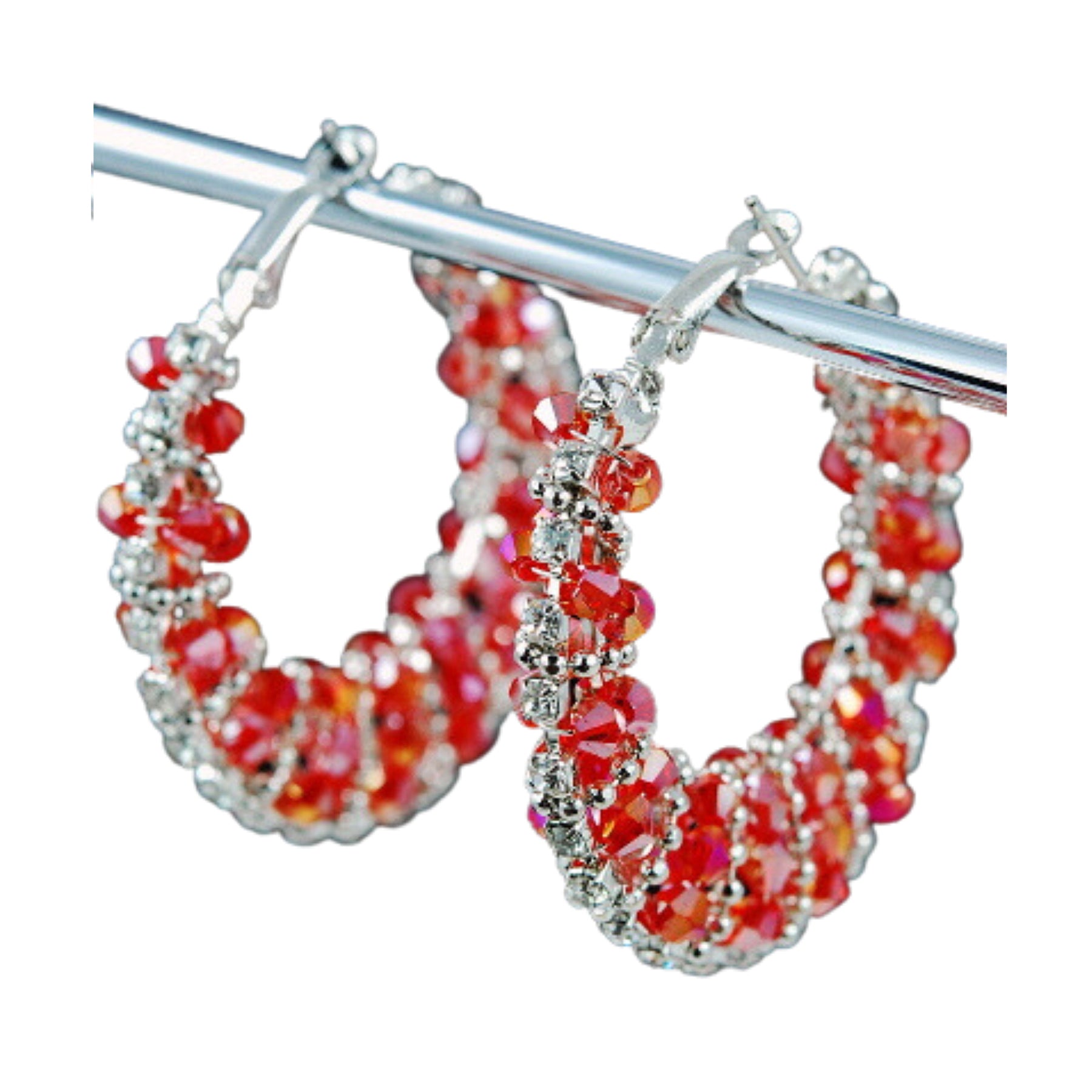 Elegant crystal bead earrings with a lever back design, showcasing a 2.5-inch drop length, perfect for any occasion.