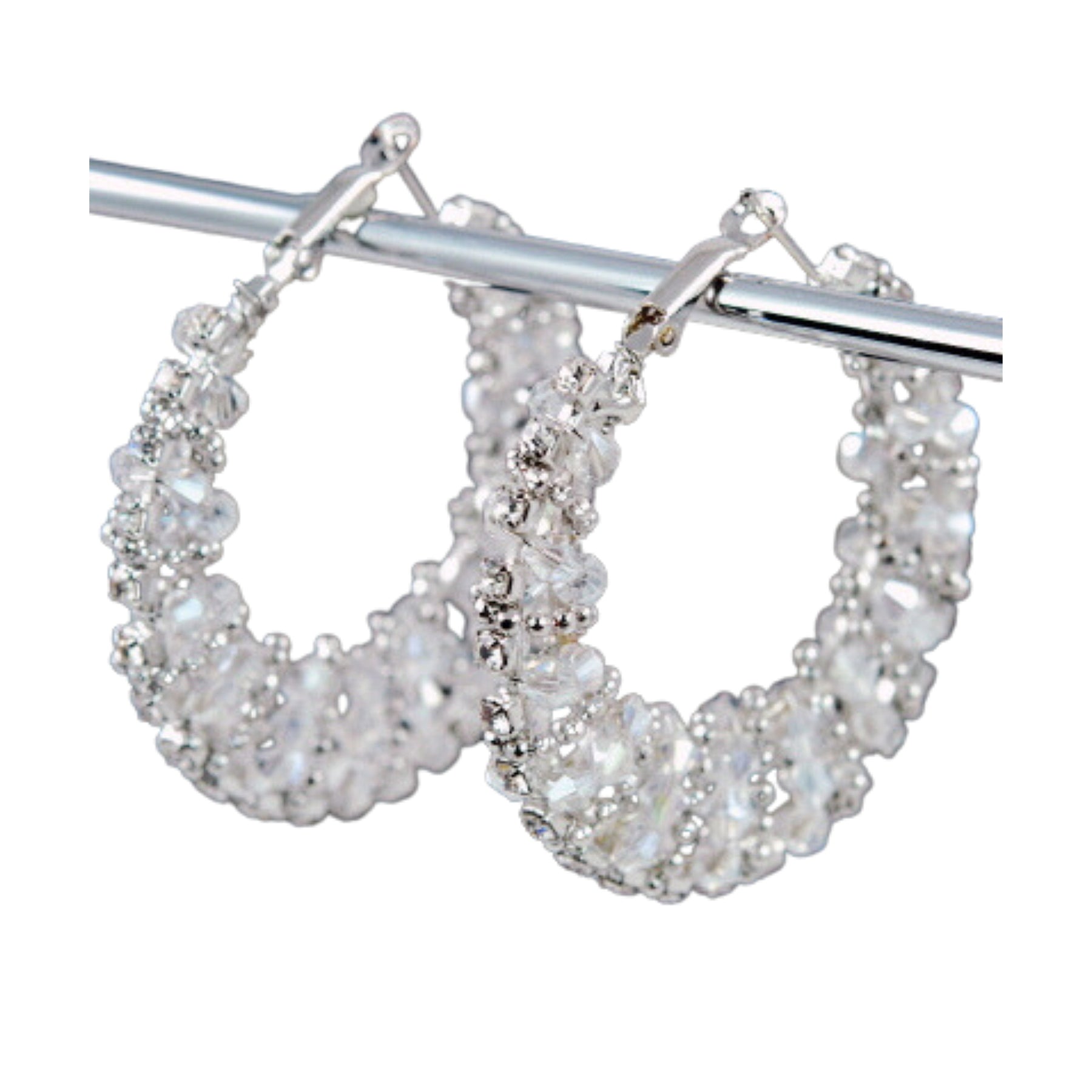 Elegant crystal bead earrings with a lever back design, showcasing a 2.5-inch drop length, perfect for any occasion.