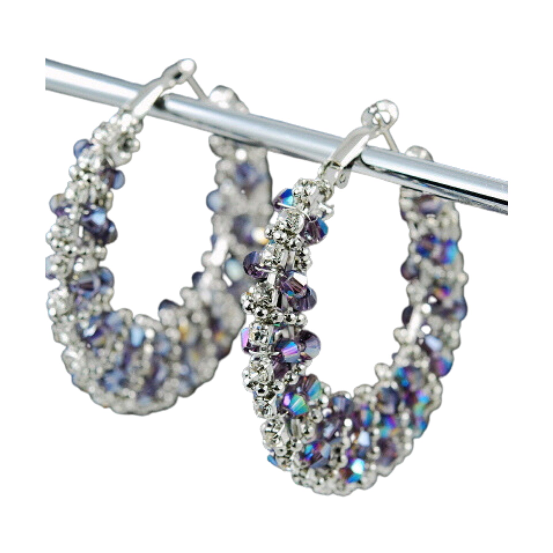 Elegant crystal bead earrings with a lever back design, showcasing a 2.5-inch drop length, perfect for any occasion.