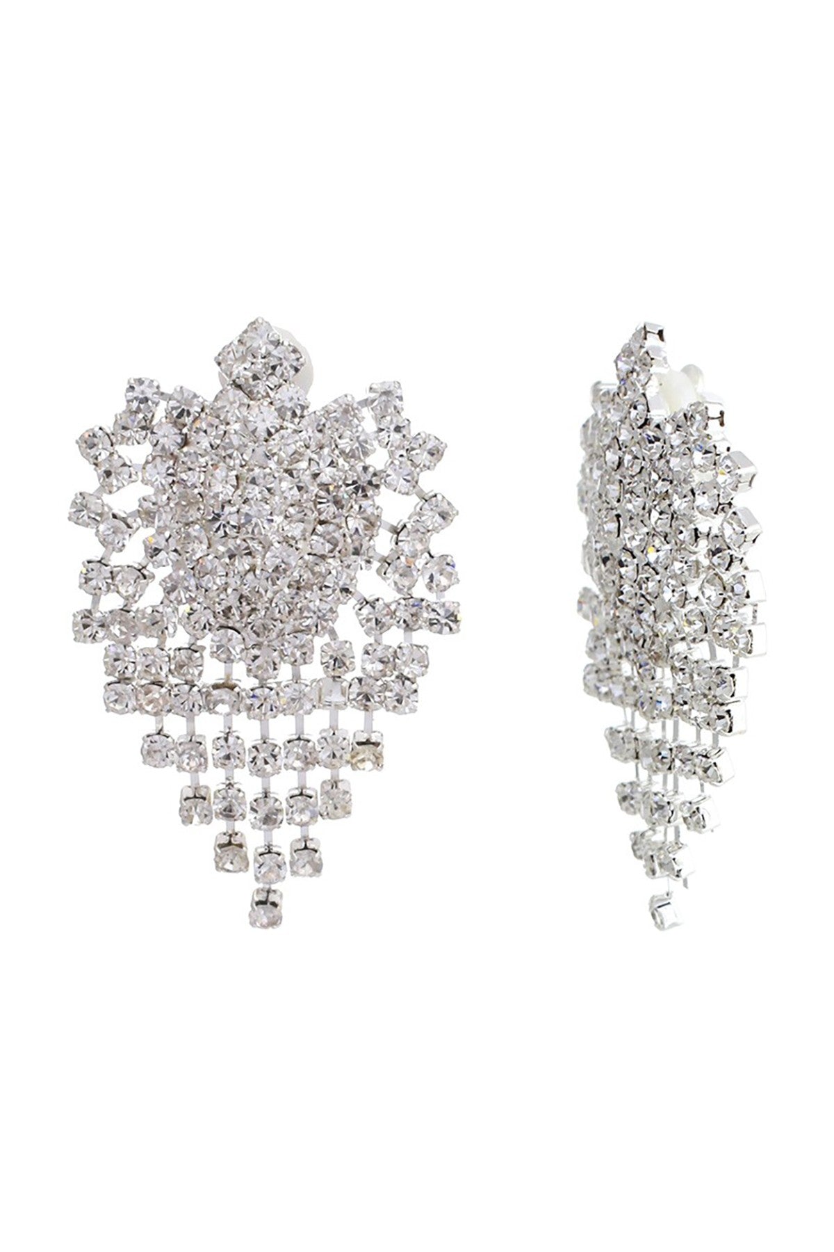 Crystal Bursting Teardrop Clip Earring showcasing a stunning teardrop design with sparkling crystals, perfect for elegant occasions.