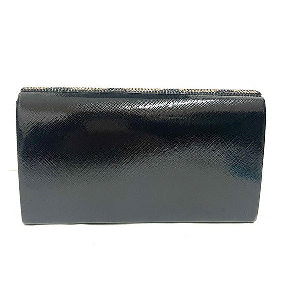 Elegant Crystal Cover Evening Clutch with detachable chain and soft lining, showcasing its stylish design and compact size.