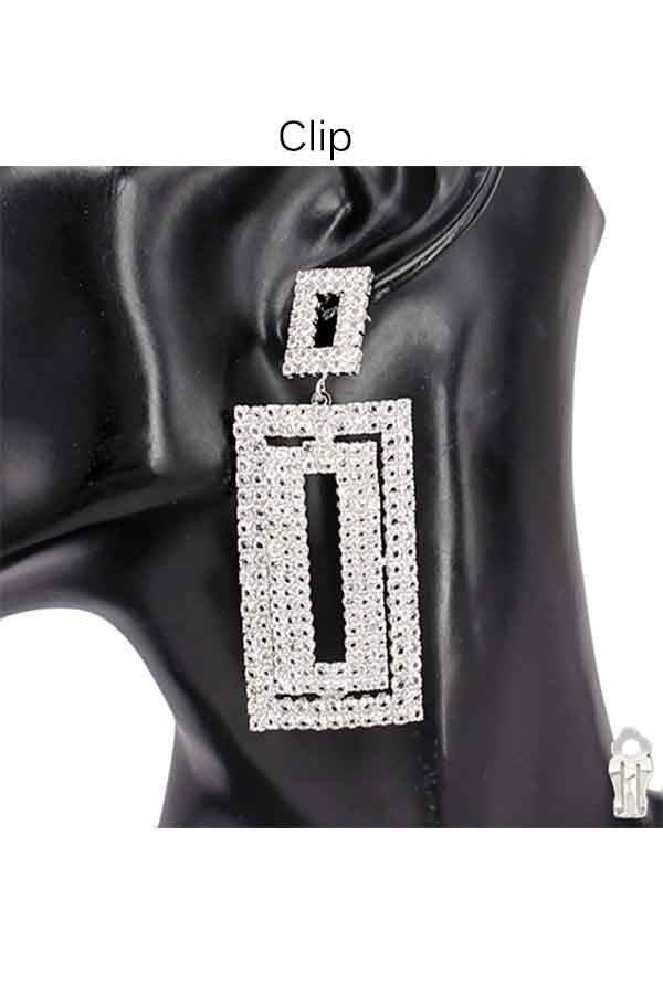 Elegant Crystal Double Square Earrings with post back closure, featuring a modern geometric design.