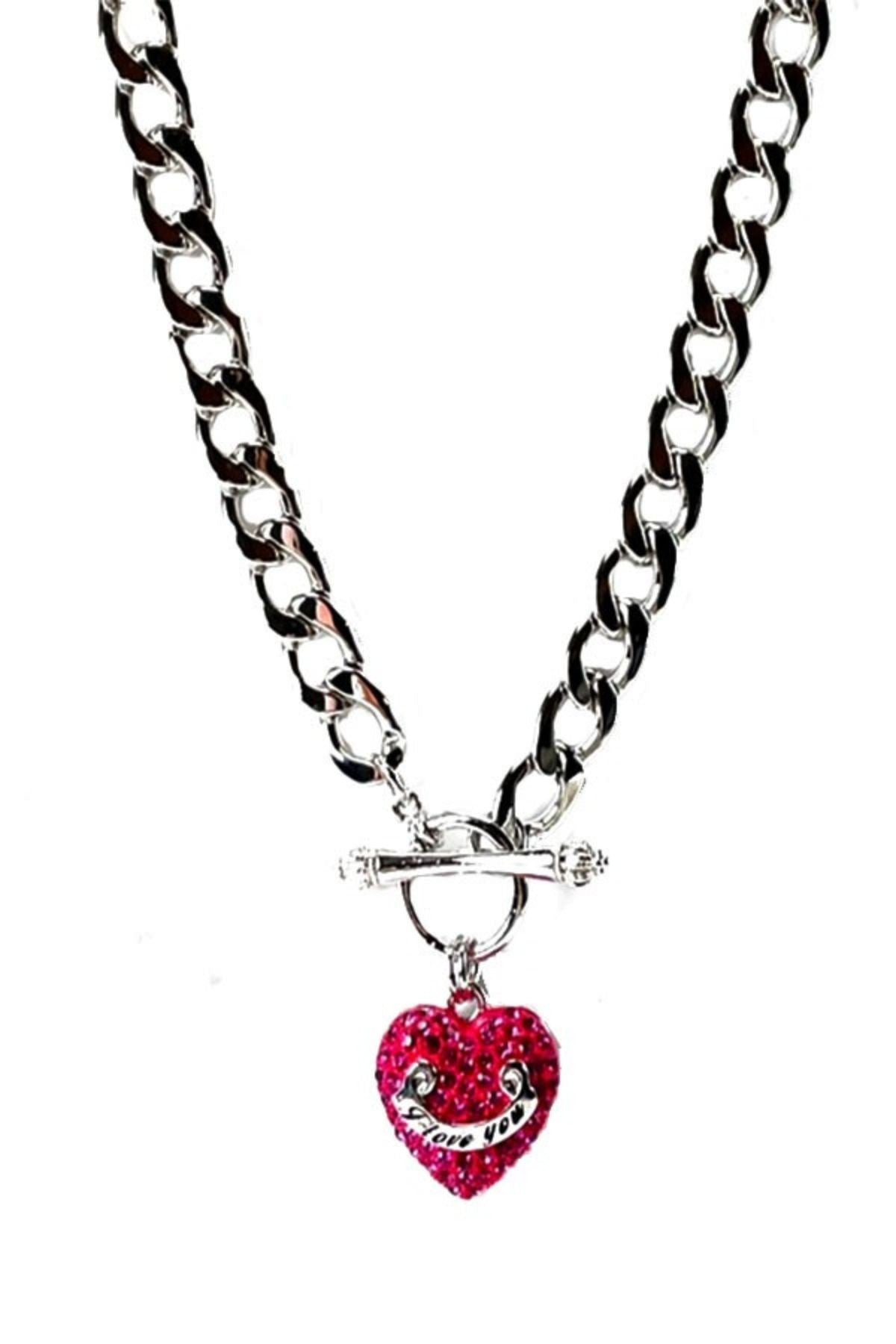 A beautiful crystal heart pendant necklace with a double plated finish and a 19-inch chain, featuring a toggle clasp.