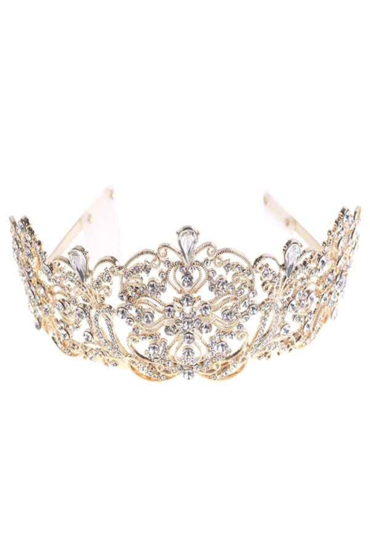 A beautiful Crystal Heart Wave Line Tiara featuring intricate wave designs and sparkling crystals, ideal for weddings and special occasions.