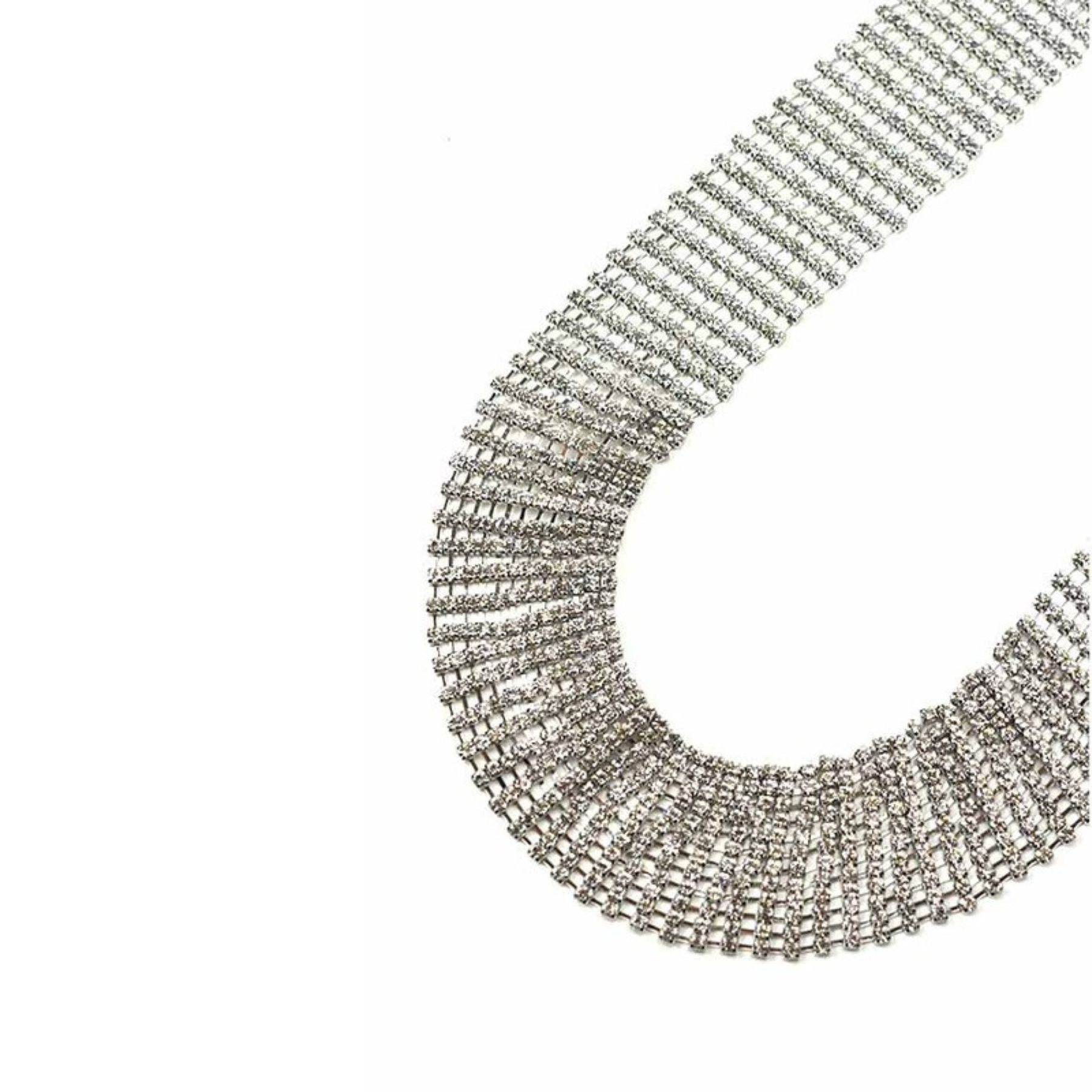 Elegant Crystal Pave Lined Chain Belt with lobster claw clasp and extender, showcasing a sparkling design perfect for any outfit.