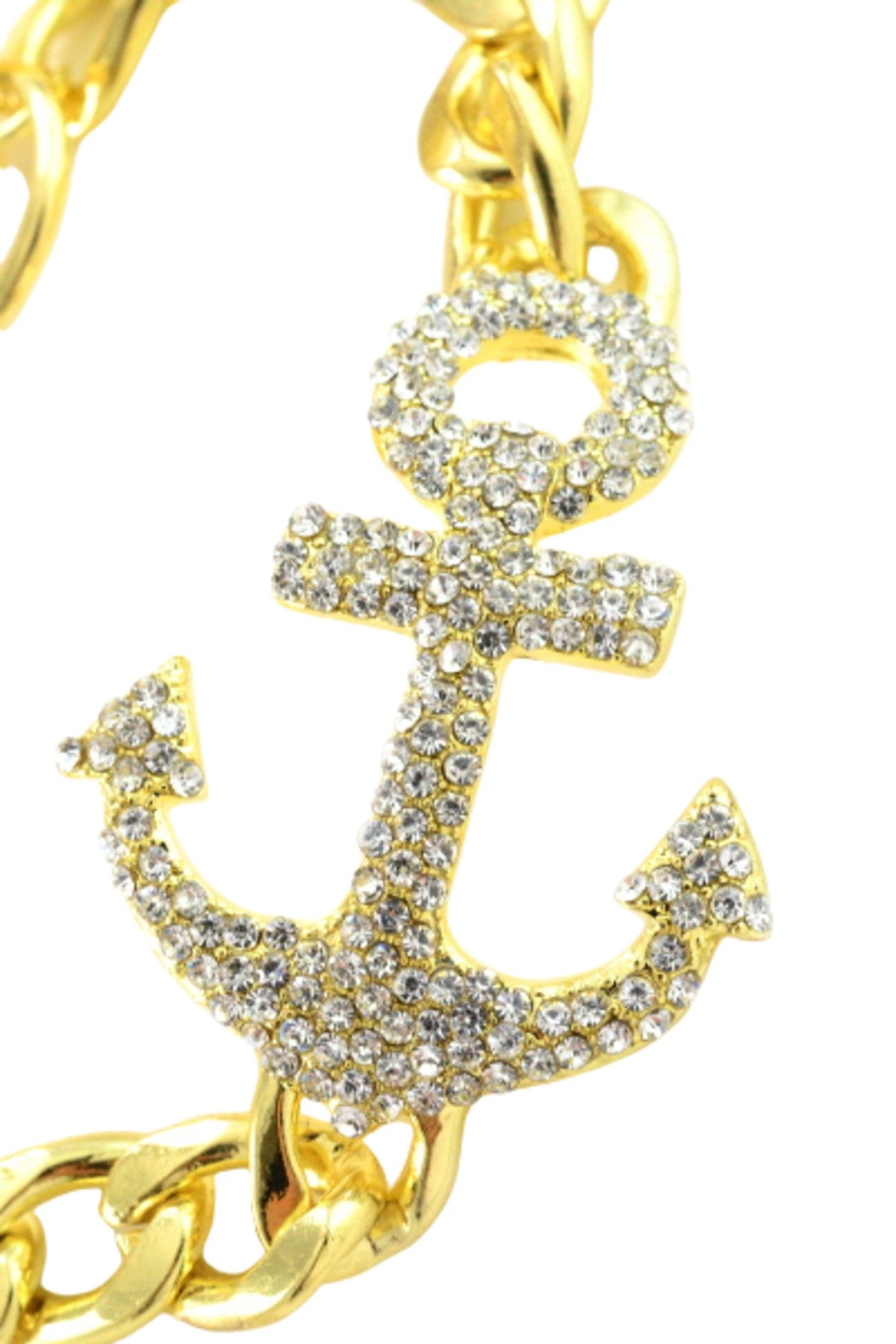 A stunning Crystal Studded ANCHOR Bracelet featuring a double plated design with sparkling crystals and an adjustable toggle clasp.