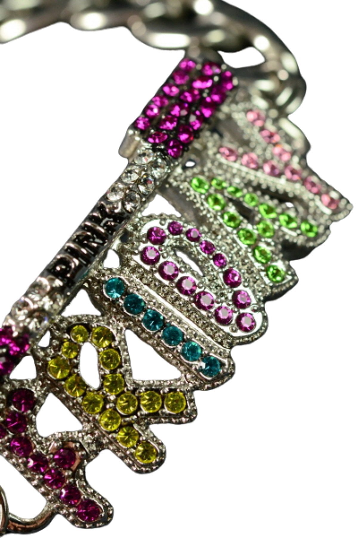 Elegant Crystal Studded FRIDAY Bracelet with toggle clasp, showcasing sparkling crystals and double plated finish.