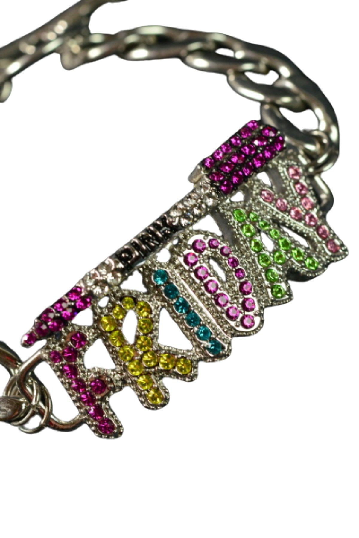 Elegant Crystal Studded FRIDAY Bracelet with toggle clasp, showcasing sparkling crystals and double plated finish.