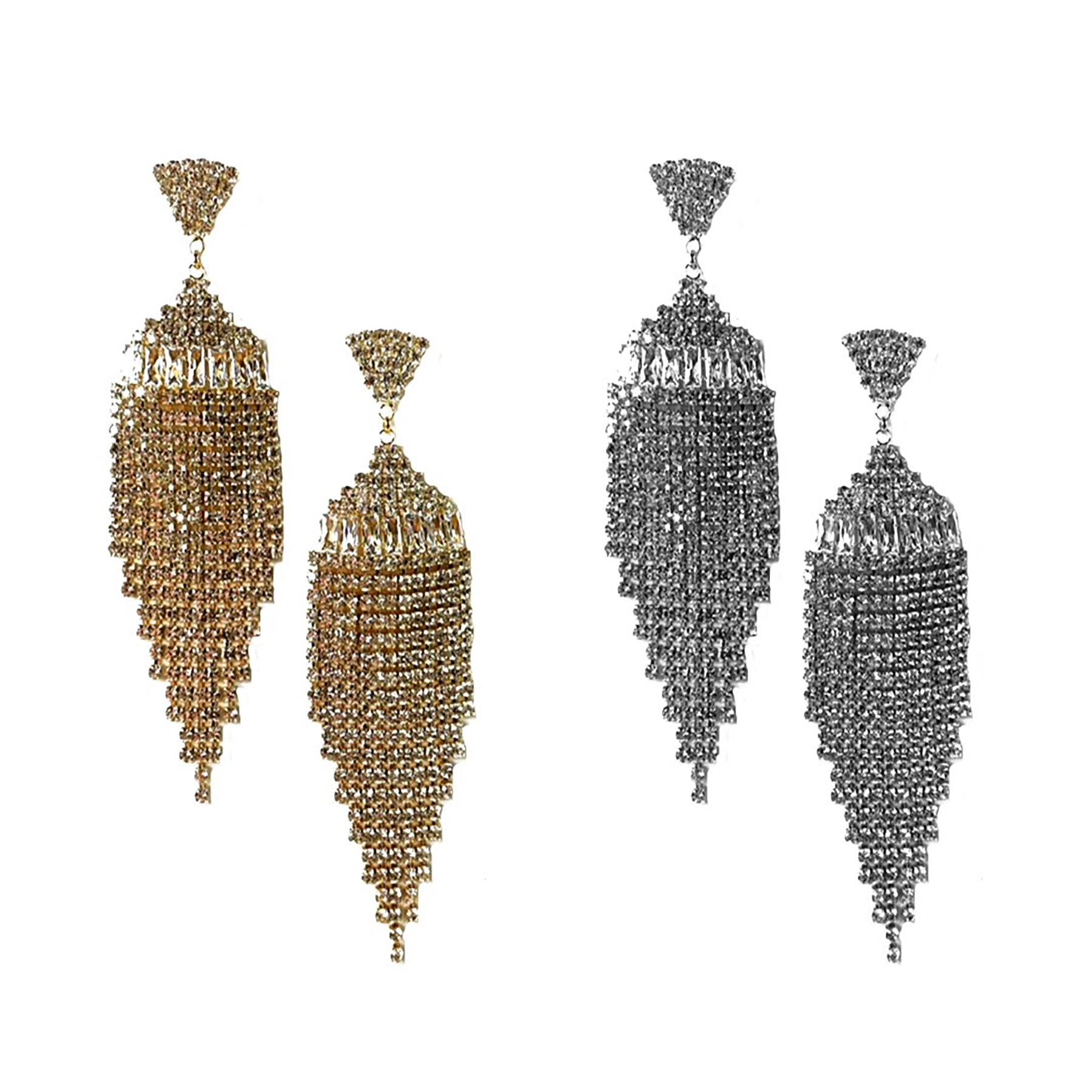 Elegant cubic fringe drop earrings featuring sparkling cubic zirconia, designed for secure wear with a post back.