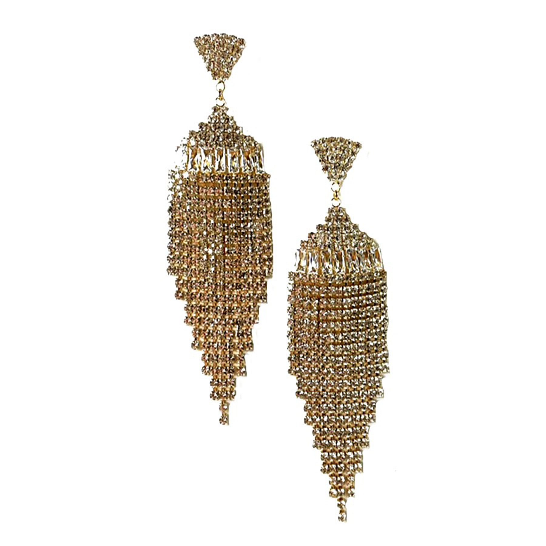 Elegant cubic fringe drop earrings featuring sparkling cubic zirconia, designed for secure wear with a post back.