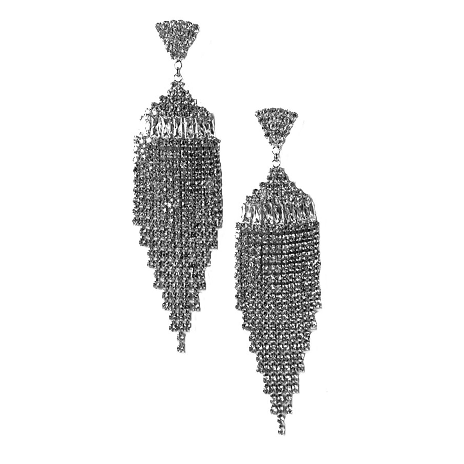 Elegant cubic fringe drop earrings featuring sparkling cubic zirconia, designed for secure wear with a post back.