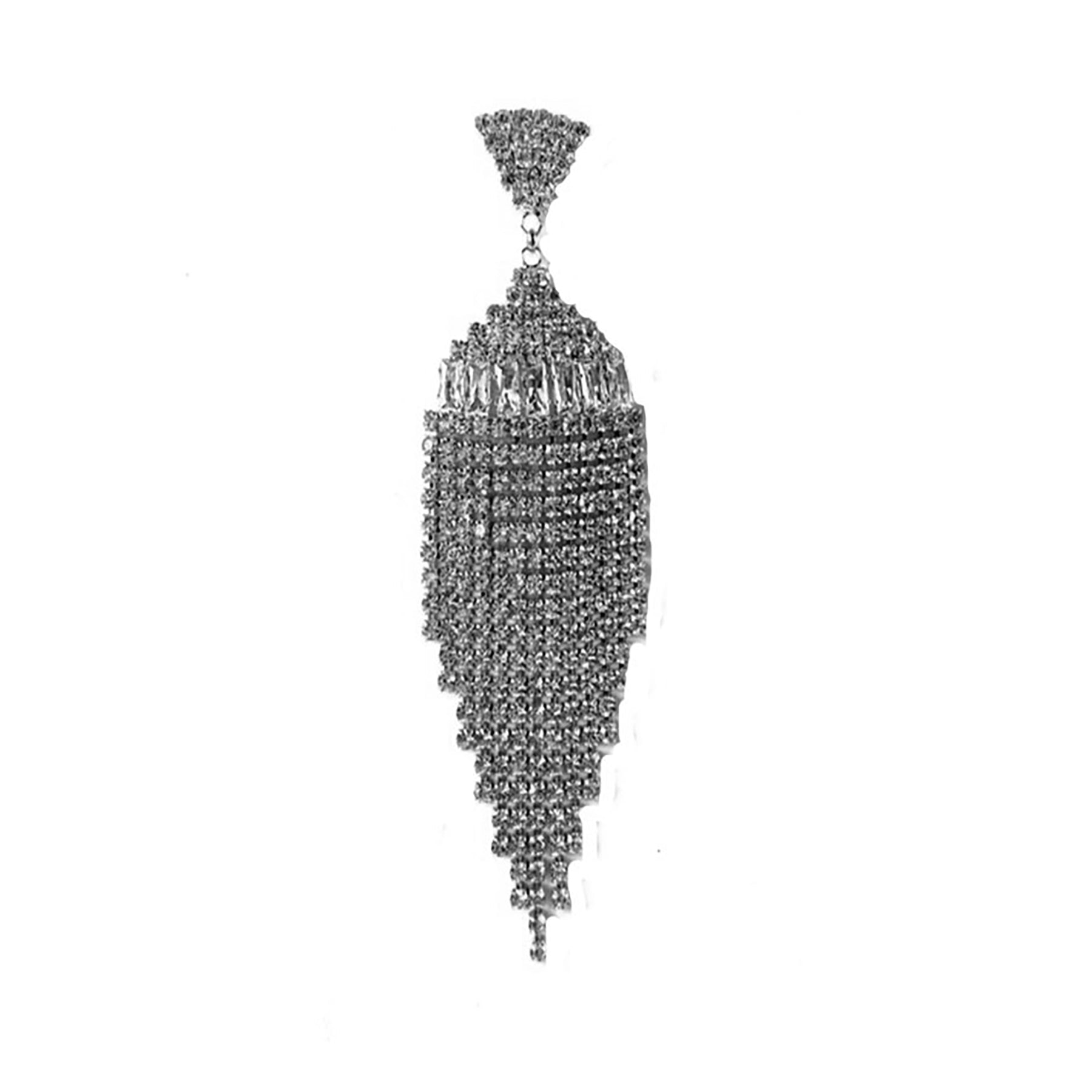 Elegant cubic fringe drop earrings featuring sparkling cubic zirconia, designed for secure wear with a post back.